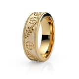 CUSTOM | Cross and Leaf Pattern Ring in 9ct Yellow Gold