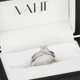 CUSTOM | Parallel Four Claw Ring with Interlocking Band in 18ct White & Rose Gold