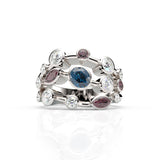 CUSTOM | Ruby Sapphire & Diamond Single Bezel Ring in 18ct White Gold