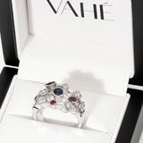 CUSTOM | Ruby Sapphire & Diamond Single Bezel Ring in 18ct White Gold
