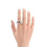 CUSTOM | Ruby Sapphire & Diamond Single Bezel Ring in 18ct White Gold