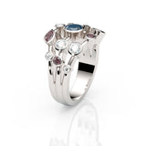 CUSTOM | Ruby Sapphire & Diamond Single Bezel Ring in 18ct White Gold