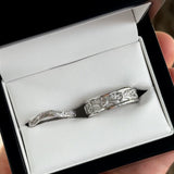 CUSTOM | Patterned Matching Wedding Rings in 18ct White Gold