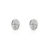 DAKOTA | Oval Shape Diamond Bezel Studs in White Gold (0.60ct tw.)