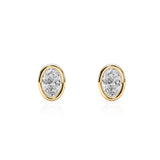 DAKOTA | Oval Shape Diamond Bezel Studs in Yellow Gold (0.60ct tw.)