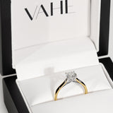DIANA | Cathedral Solitaire Round Brilliant Diamond Ring in 18ct Yellow & White Gold
