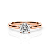 DIANA | Cathedral Solitaire Round Brilliant Diamond Ring in Rose Gold