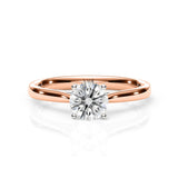 DIANA | Cathedral Solitaire Round Brilliant Diamond Ring in Rose & White Gold