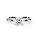 DIANA | Cathedral Solitaire Round Brilliant Diamond Ring in White Gold