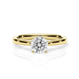 DIANA | Cathedral Solitaire Round Brilliant Diamond Ring in Yellow Gold
