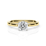 DIANA | Cathedral Solitaire Round Brilliant Diamond Ring in Yellow & White Gold