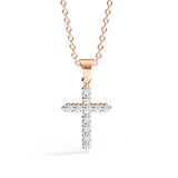 ELENA | Round-Brilliant Diamond Cross Pendant in Rose Gold (0.20ct - 0.60ct)