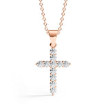 ELENA | Round-Brilliant Diamond Cross Pendant in Rose Gold (0.20ct - 0.60ct)