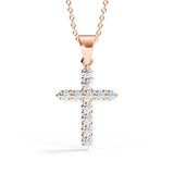 ELENA | Round-Brilliant Diamond Cross Pendant in Rose Gold (0.20ct - 0.60ct)