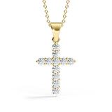 ELENA | Round-Brilliant Diamond Cross Pendant in Yellow Gold (0.20ct - 0.60ct)