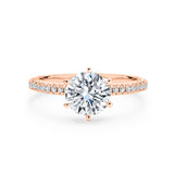 ELORA | French Pavé Round Brilliant Diamond Ring in Rose Gold