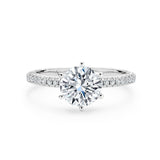 ELORA | French Pavé Round Brilliant Diamond Ring in White Gold