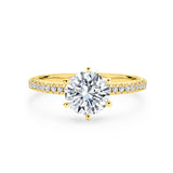 ELORA | French Pavé Round Brilliant Diamond Ring in Yellow Gold
