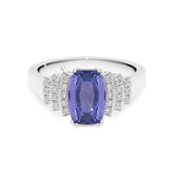 Tanzanite and White Diamond Ring in 18ct White Gold