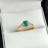 Emerald & White Diamond Three Stone Ring in 18ct Yellow & White Gold