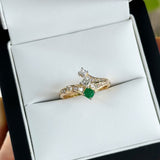 Emerald and White Diamond Ring in 18ct Yellow & White Gold
