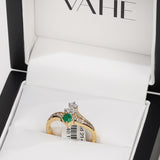 Emerald and White Diamond Ring in 18ct Yellow & White Gold