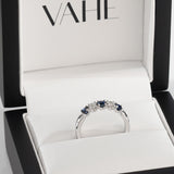 Five Stone Diamond & Sapphire Ring in 18ct White Gold (0.64ct tw.)