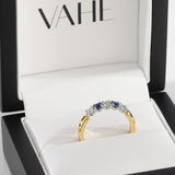Five Stone Diamond & Sapphire Ring in 18ct Yellow & White Gold (0.61ct tw.)