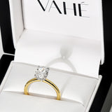TIFFANY | Hidden Halo Oval Shape Diamond Ring in Yellow & White Gold