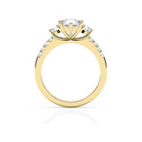 IVY | Three Stone Round Brilliant Diamond Ring in Yellow Gold