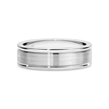 JACKSON | Brushed Inlay Domed Edge Ring in White Gold (4mm-8mm)