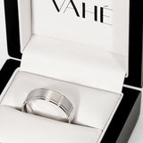 JACKSON | Brushed Inlay Domed Edge Ring in White Gold (4mm-8mm)