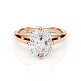 JEMMA | Four Claw Tapered Solitaire Cushion Cut Diamond Ring in Rose Gold
