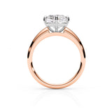 JEMMA | Four Claw Tapered Solitaire Cushion Cut Diamond Ring in Rose & White Gold