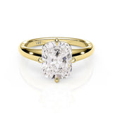 JEMMA | Four Claw Tapered Solitaire Cushion Cut Diamond Ring in Yellow Gold