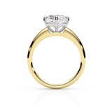 JEMMA | Four Claw Tapered Solitaire Cushion Cut Diamond Ring in Yellow & White Gold