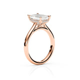 JENNET | Cathedral Hidden Halo Radiant Diamond Ring in Rose Gold