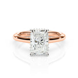 JENNET | Cathedral Hidden Halo Radiant Diamond Ring in Rose & White Gold