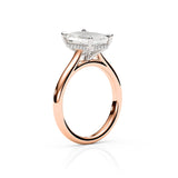 JENNET | Cathedral Hidden Halo Radiant Diamond Ring in Rose & White Gold