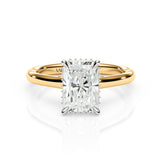 JENNET | Cathedral Hidden Halo Radiant Diamond Ring in Yellow & White Gold