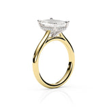 JENNET | Cathedral Hidden Halo Radiant Diamond Ring in Yellow & White Gold