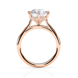 JENNET | Cathedral Hidden Halo Round Diamond Ring in Rose Gold