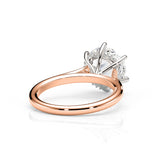 JENNET | Cathedral Hidden Halo Round Diamond Ring in Rose & White Gold