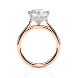 JENNET | Cathedral Hidden Halo Round Diamond Ring in Rose & White Gold