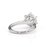 JENNET | Cathedral Hidden Halo Round Diamond Ring in White Gold