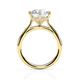 JENNET | Cathedral Hidden Halo Round Diamond Ring in Yellow Gold