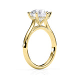 JENNET | Cathedral Hidden Halo Round Diamond Ring in Yellow Gold