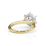 JENNET | Cathedral Hidden Halo Round Diamond Ring in Yellow & White Gold
