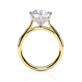 JENNET | Cathedral Hidden Halo Round Diamond Ring in Yellow & White Gold
