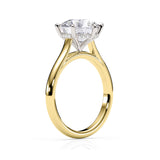 JENNET | Cathedral Hidden Halo Round Diamond Ring in Yellow & White Gold